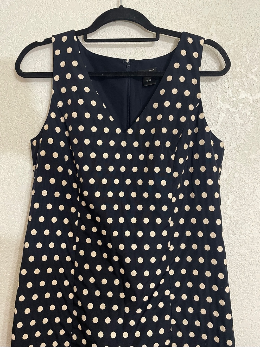 Ann Taylor Navy Black Polka Dot Midi Dress Size 8